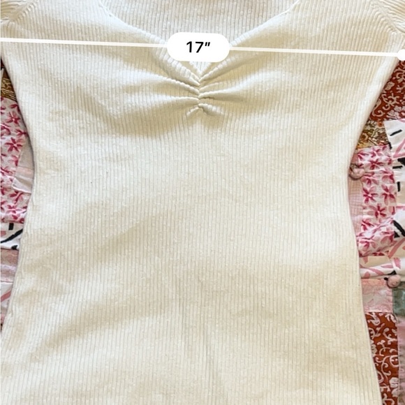 Sézane Ribbed Cream Long Sleeve Bodysuit Large - Picture 6 of 10